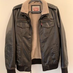 Levi’s Men's Brown Faux Leather Sherpa Lined Jacket